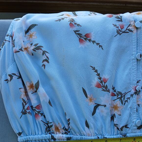 Ava & Viv Floral Blouson Dress XL lightweight summer button front blue - Picture 6 of 15